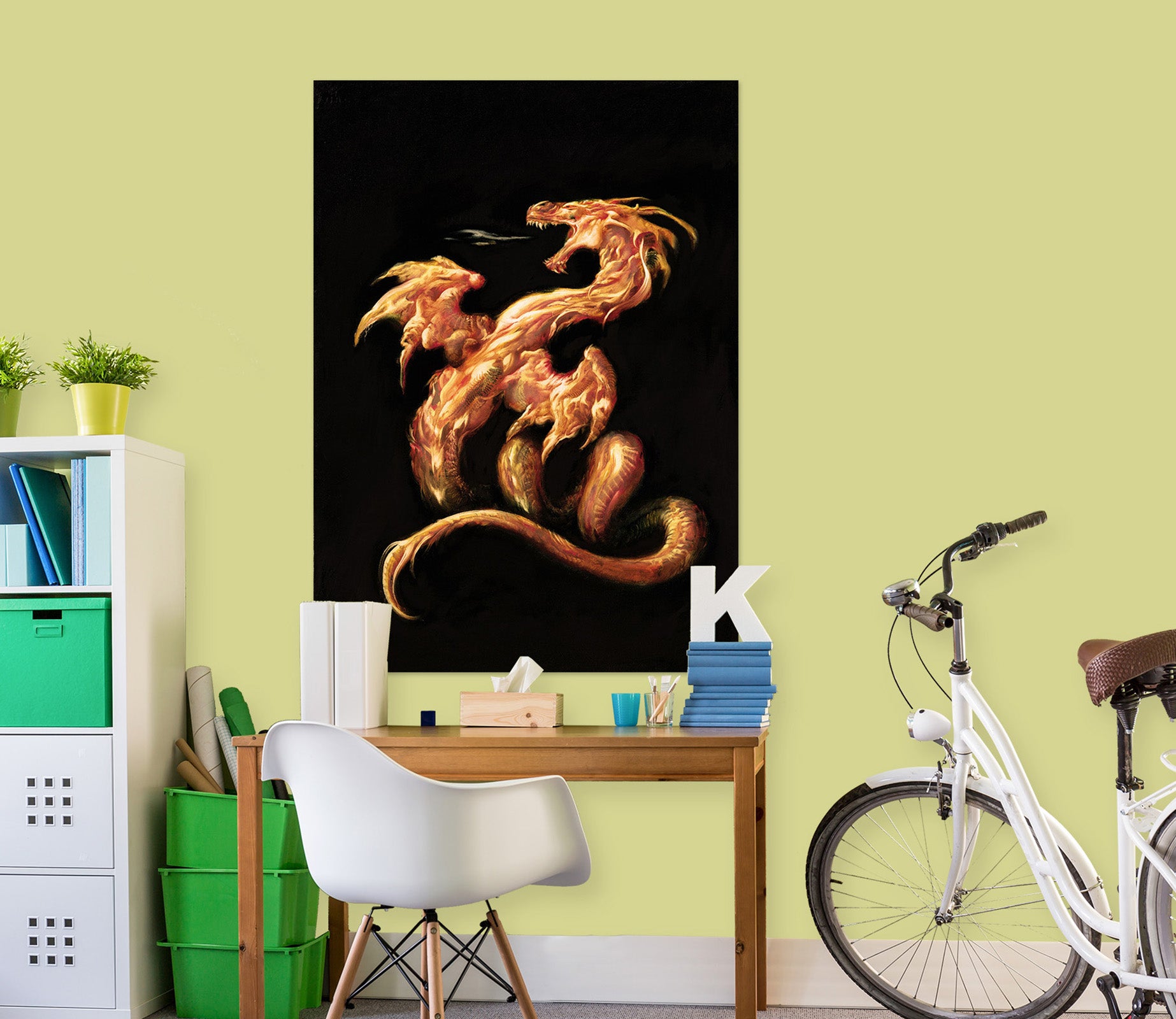 3D Dragon Golden 8128 Ciruelo Wall Sticker
