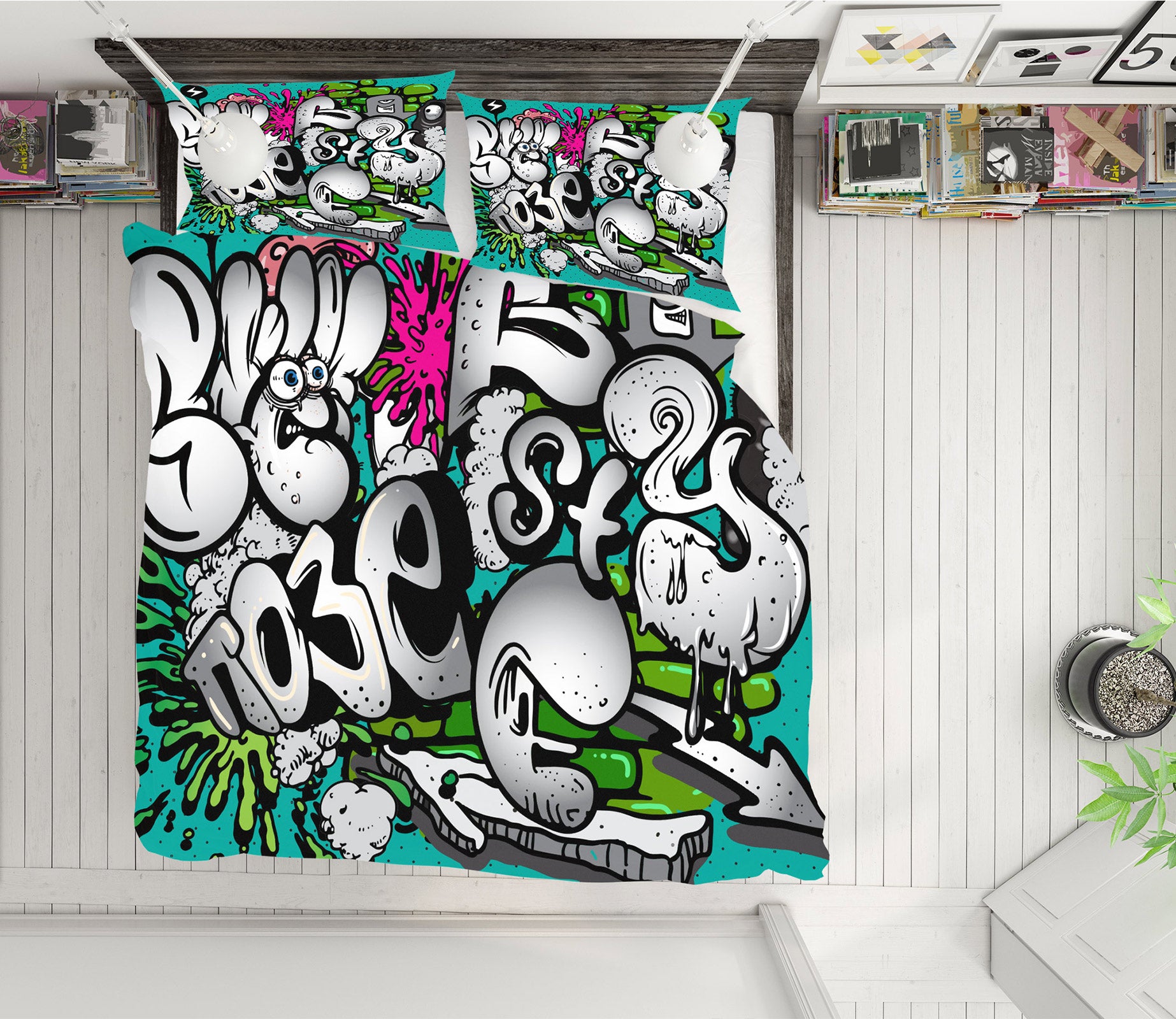 3D Graffiti Font 60071 Bed Pillowcases Quilt