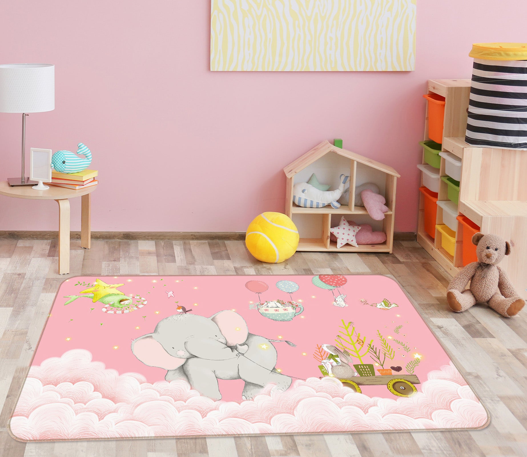 3D Elephant Cloud 34018 Non Slip Rug Mat