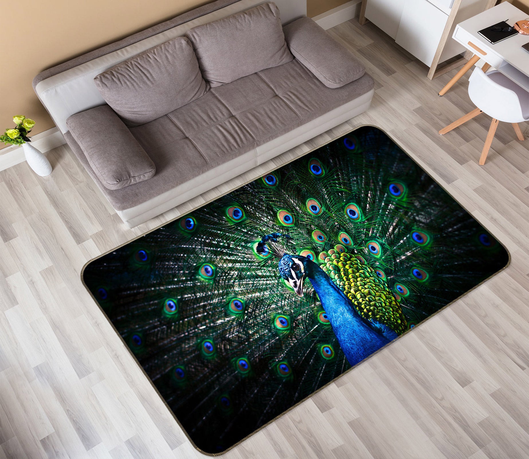 3D Peacock 30003 Non Slip Rug Mat