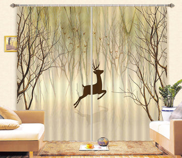3D Jumping Fawn 739 Curtains Drapes Wallpaper AJ Wallpaper 