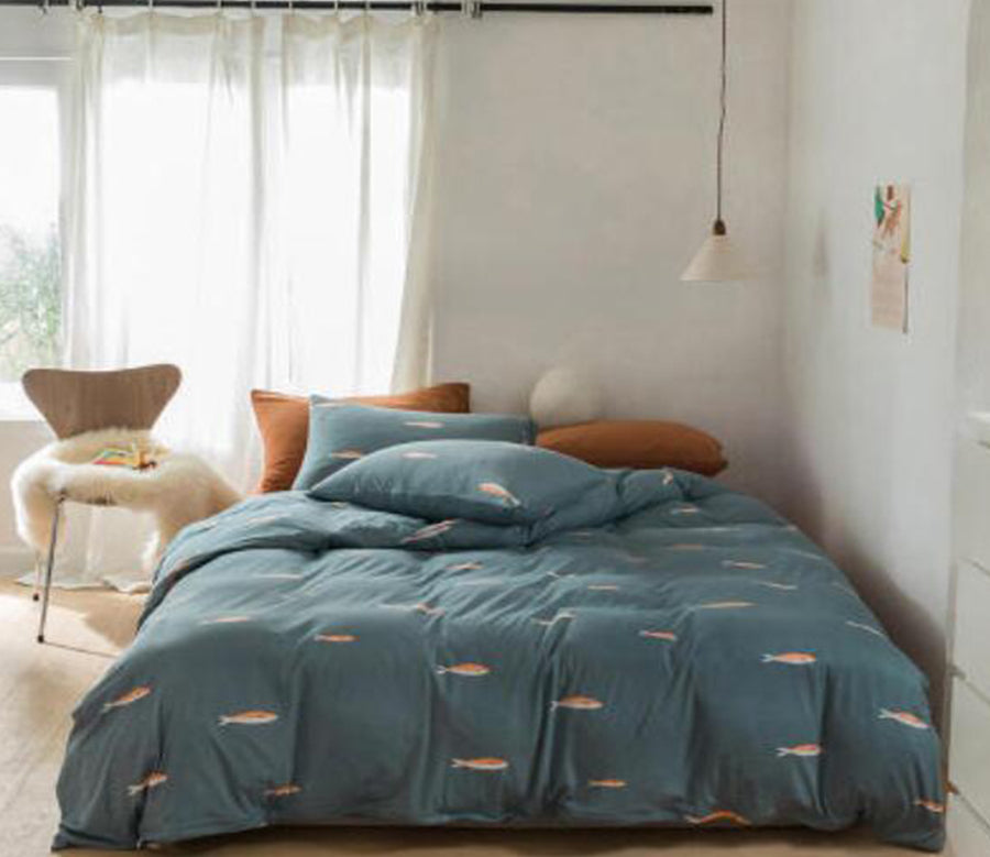 3D Dark Green Fish 17147 Bed Pillowcases Quilt