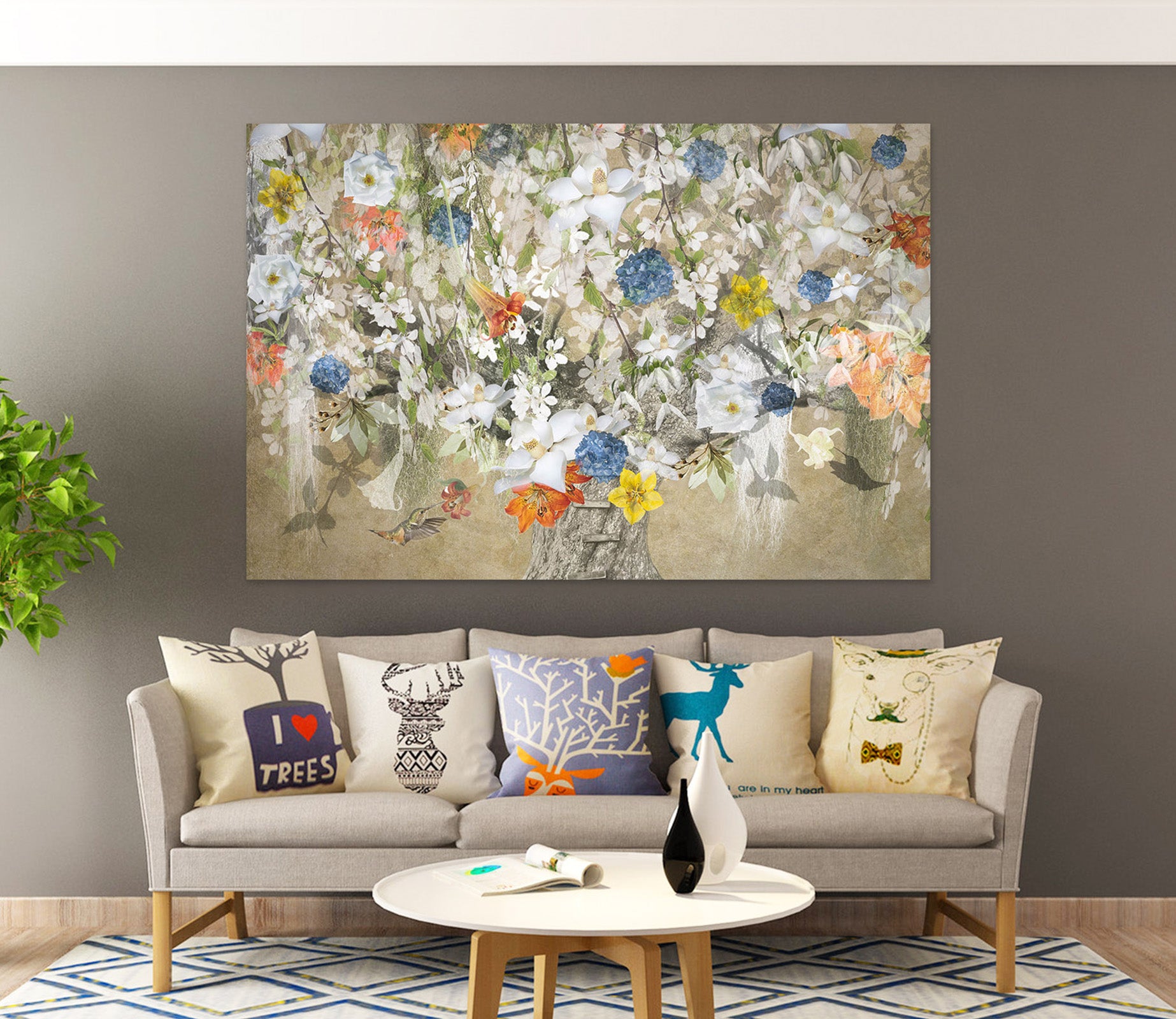 3D White Flowers 4054 Beth Sheridan Wall Sticker