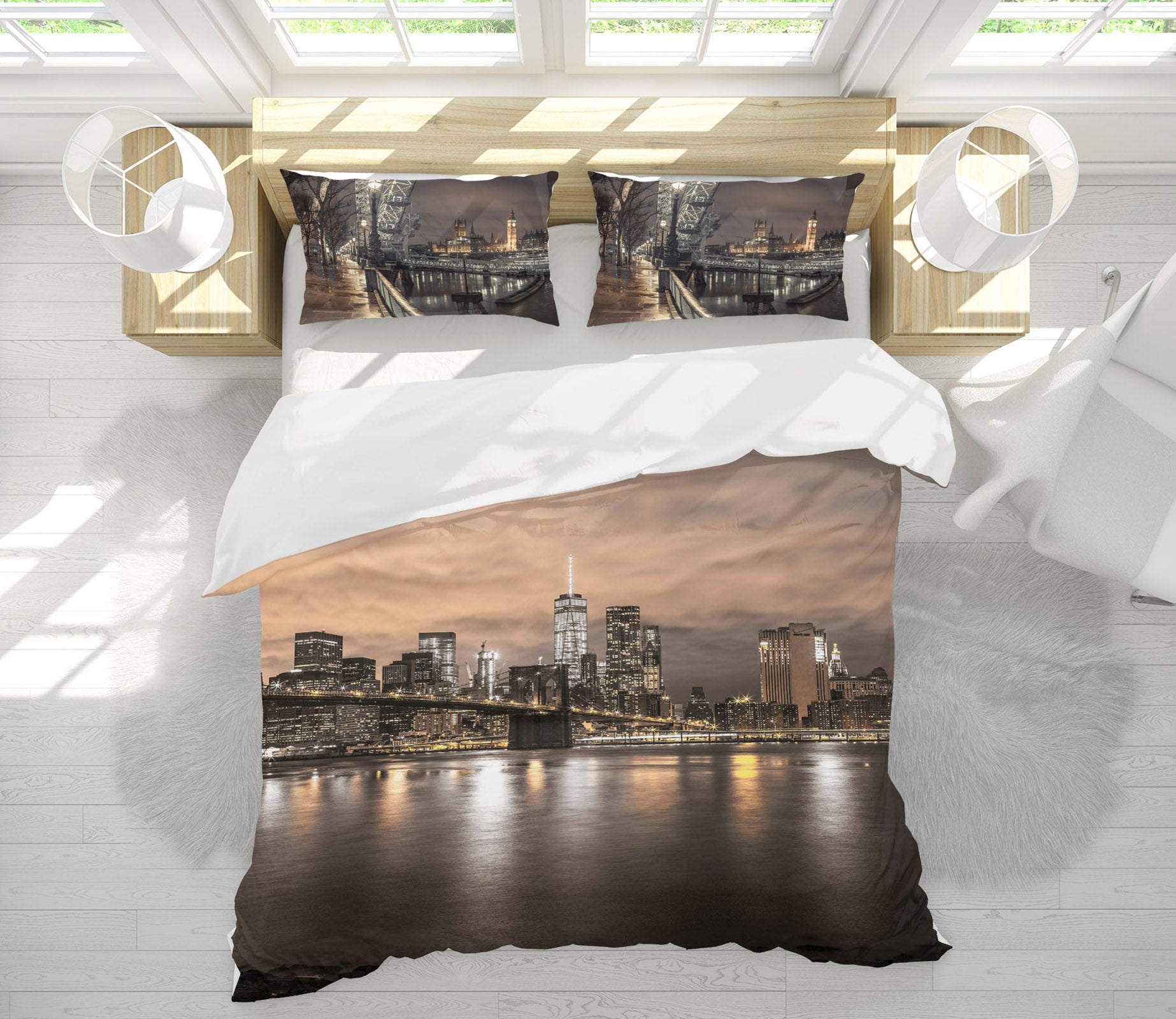 3D City Night View Bridge Building 85131 Assaf Frank Bedding Bed Pillowcases Quilt