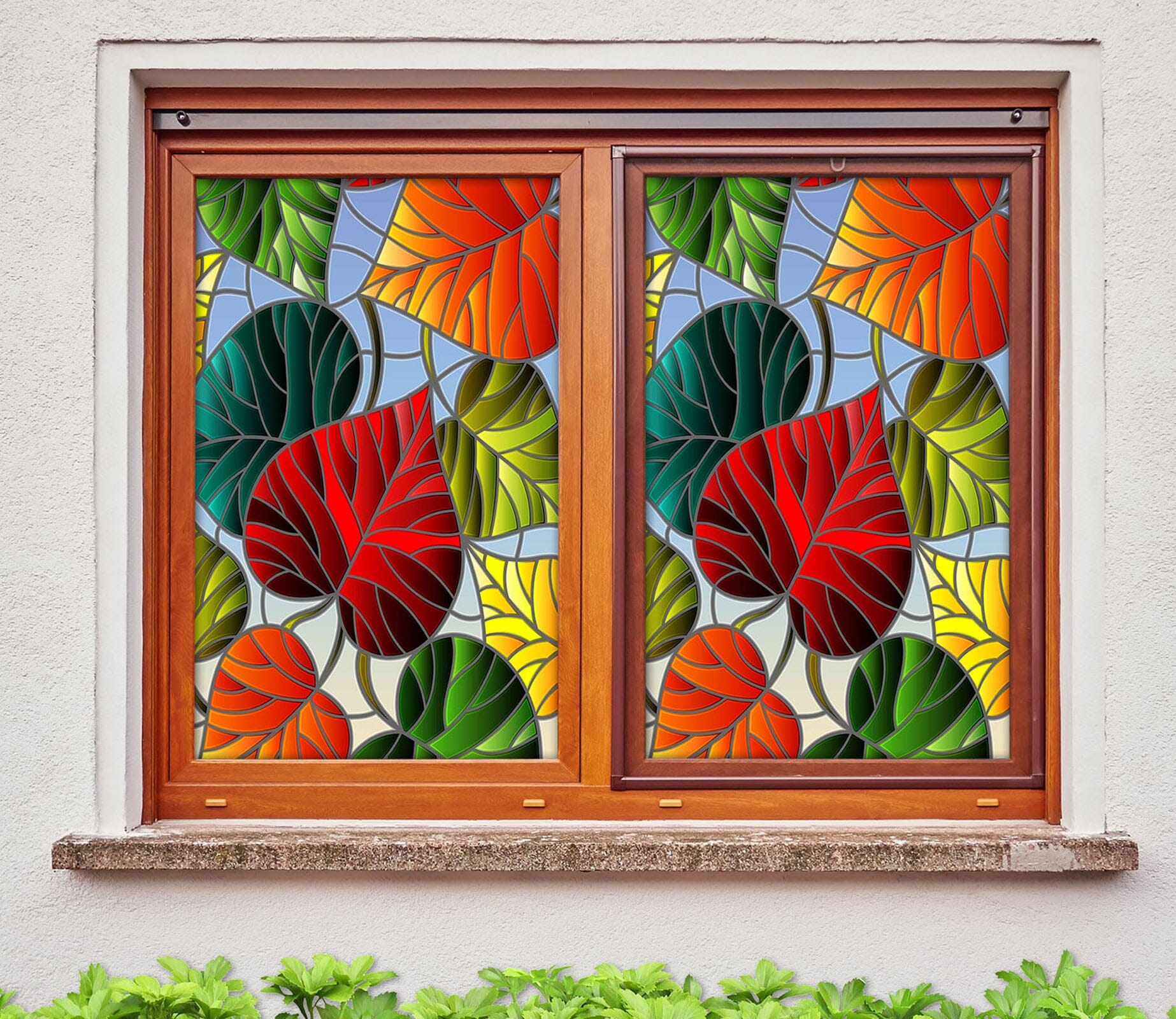 3D Colored Leaves 425 Window Film Print Sticker Cling Stained Glass UV Block Wallpaper AJ Wallpaper 2 