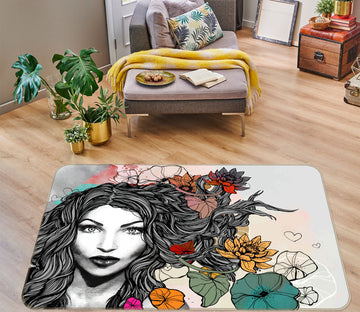 3D Lotus Girl 77118 Non Slip Rug Mat