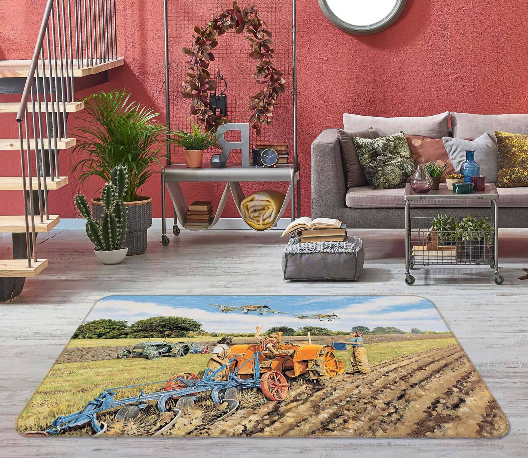 3D Ploughing For Britain 1096 Trevor Mitchell Rug Non Slip Rug Mat Mat AJ Creativity Home 