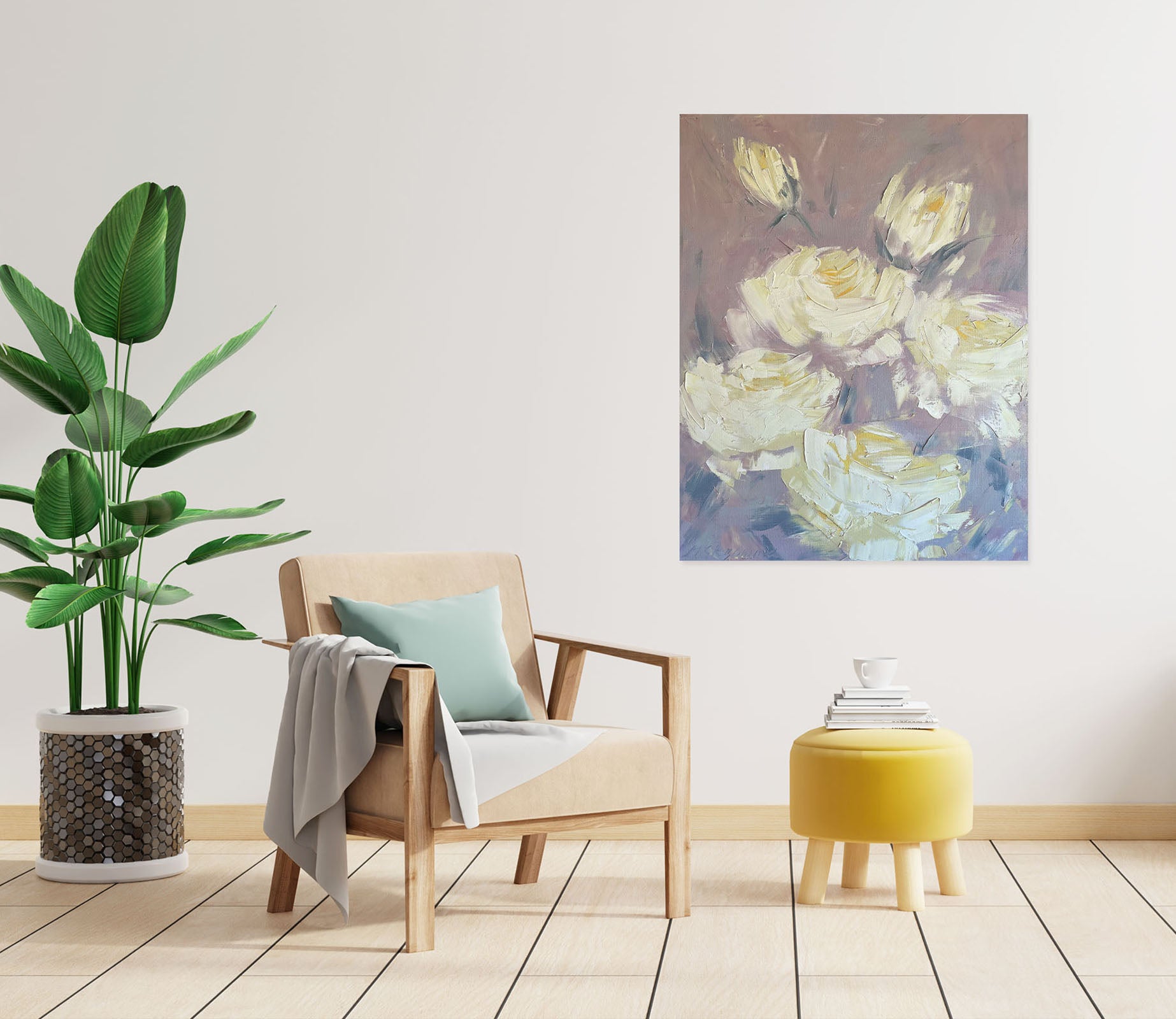 3D White Rose 2607 Skromova Marina Wall Sticker