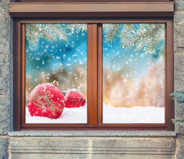3D Snow Red ball 43097 Christmas Window Film Print Sticker Cling Stained Glass Xmas