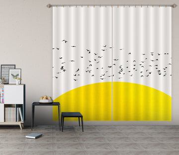 3D Bird Yellow Sun 037 Boris Draschoff Curtain Curtains Drapes Curtains AJ Creativity Home 