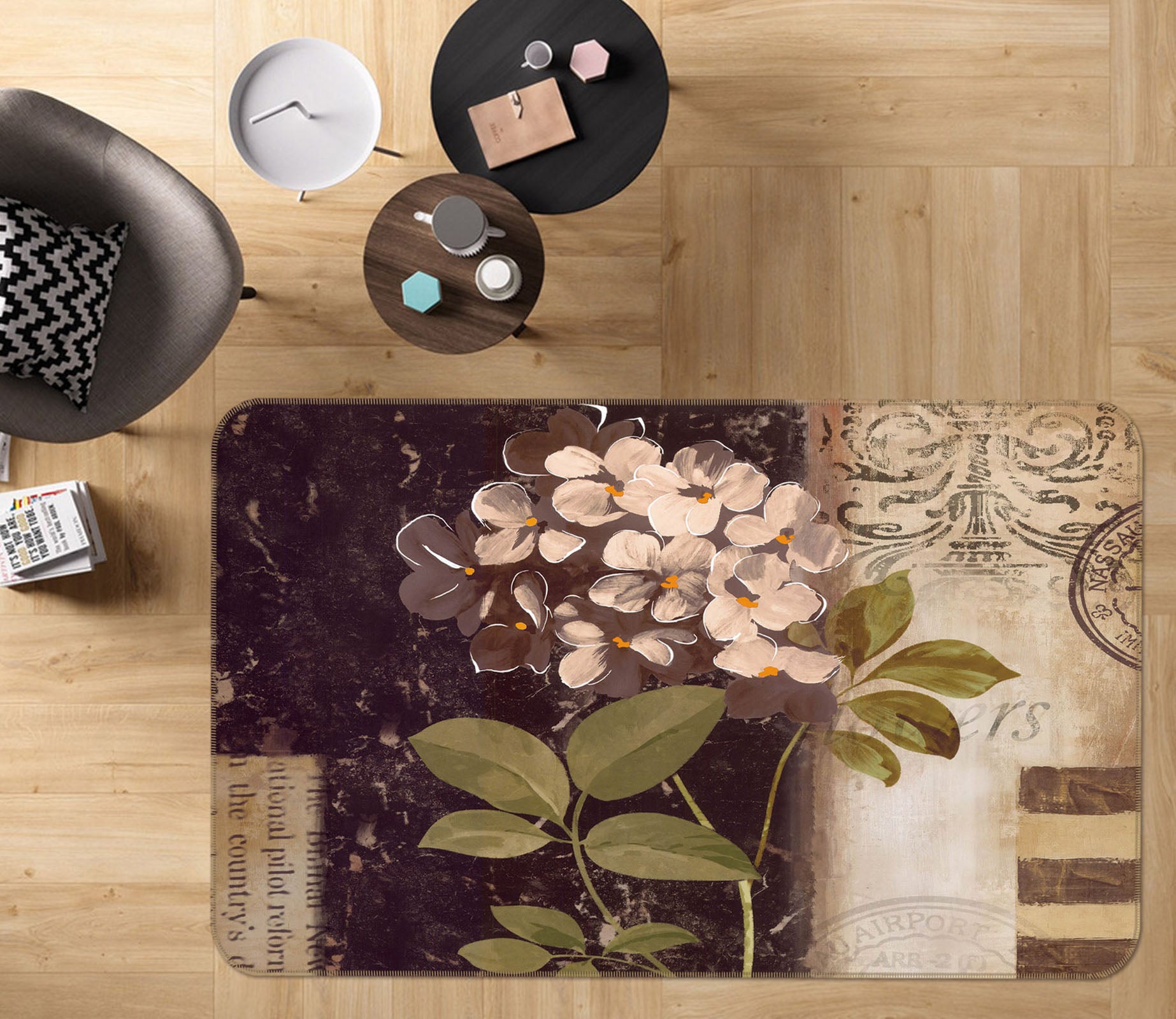 3D Flowers 32060 Non Slip Rug Mat