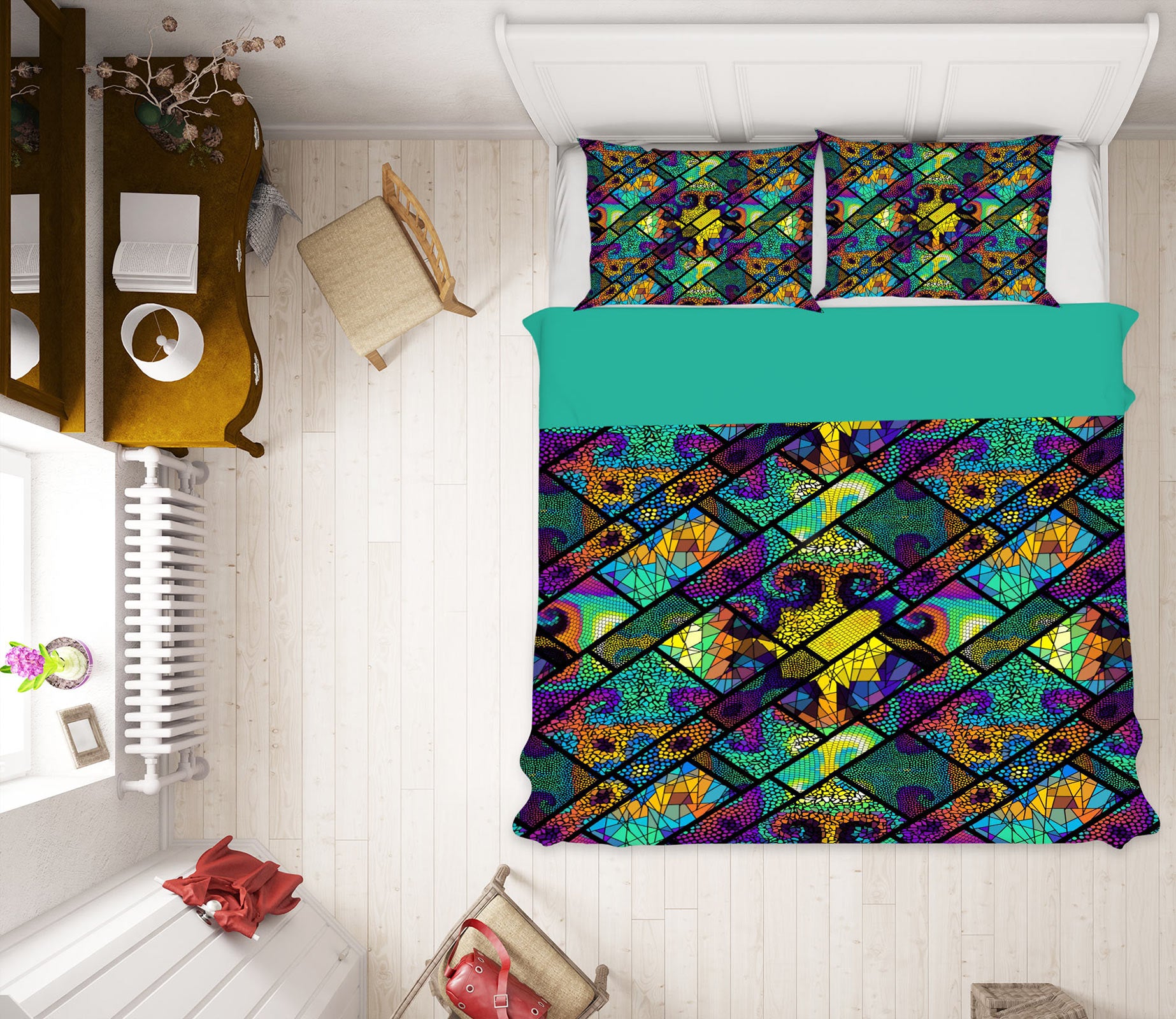 3D Green Lines 14060 Bed Pillowcases Quilt