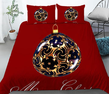 3D Christmas Golden Ball 46017 Christmas Quilt Duvet Cover Xmas Bed Pillowcases