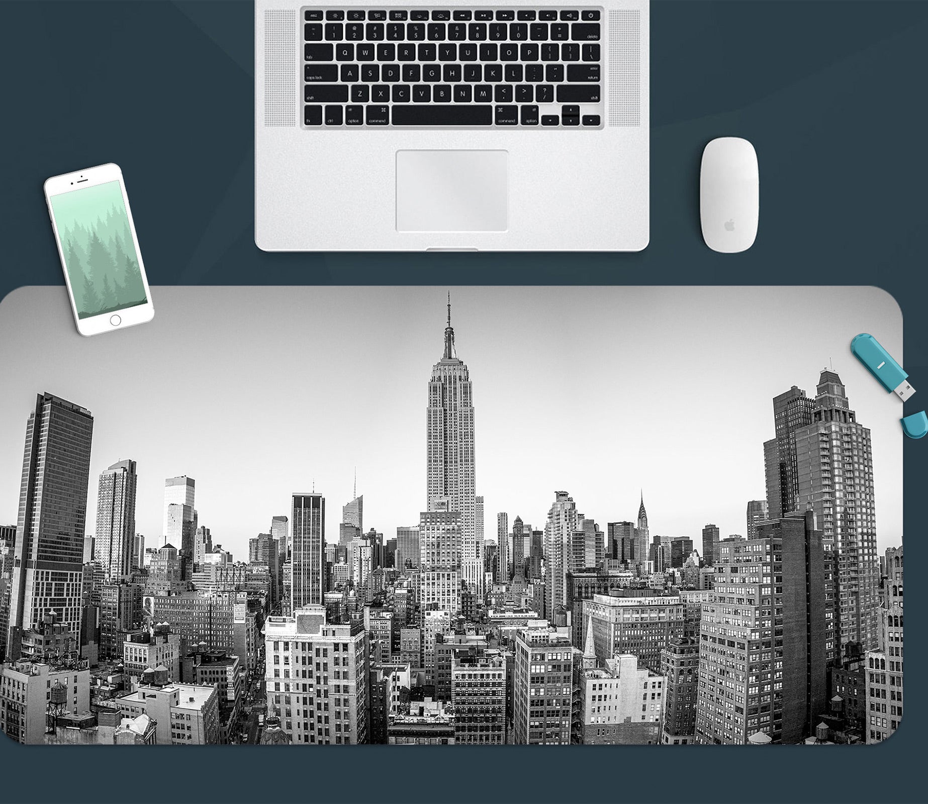 3D Grey City Building 123125 Assaf Frank Desk Mat