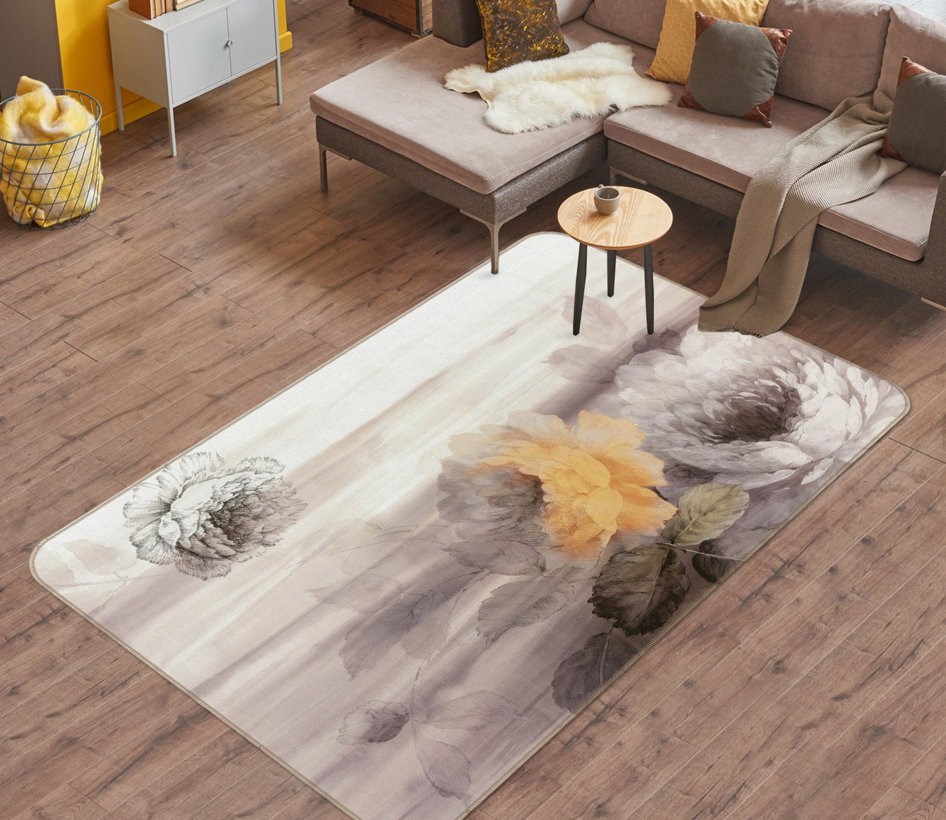 3D Flowers Pattern 32201 Non Slip Rug Mat