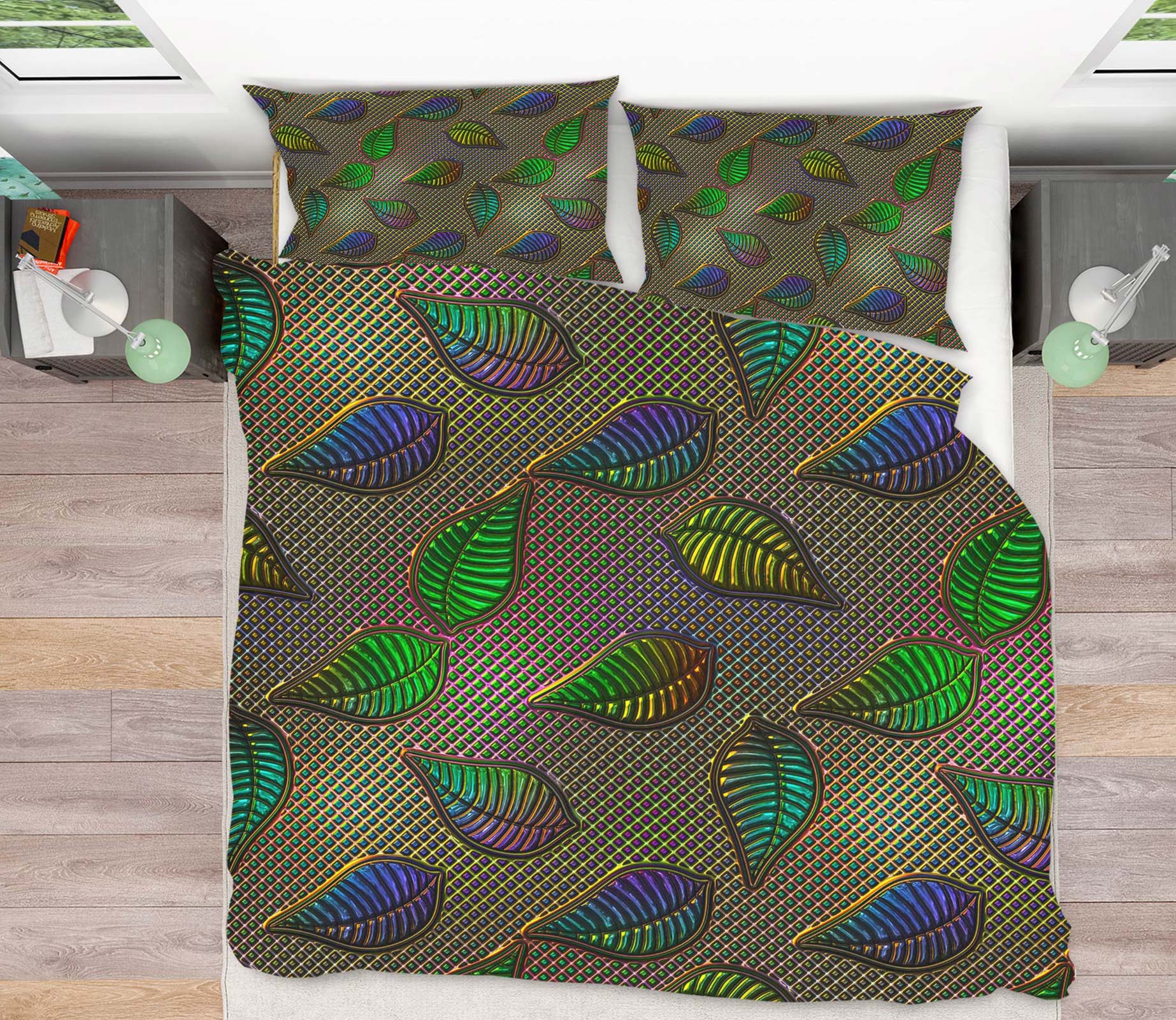 3D Leaves 14066 Bed Pillowcases Quilt