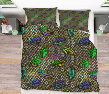 3D Leaves 14066 Bed Pillowcases Quilt