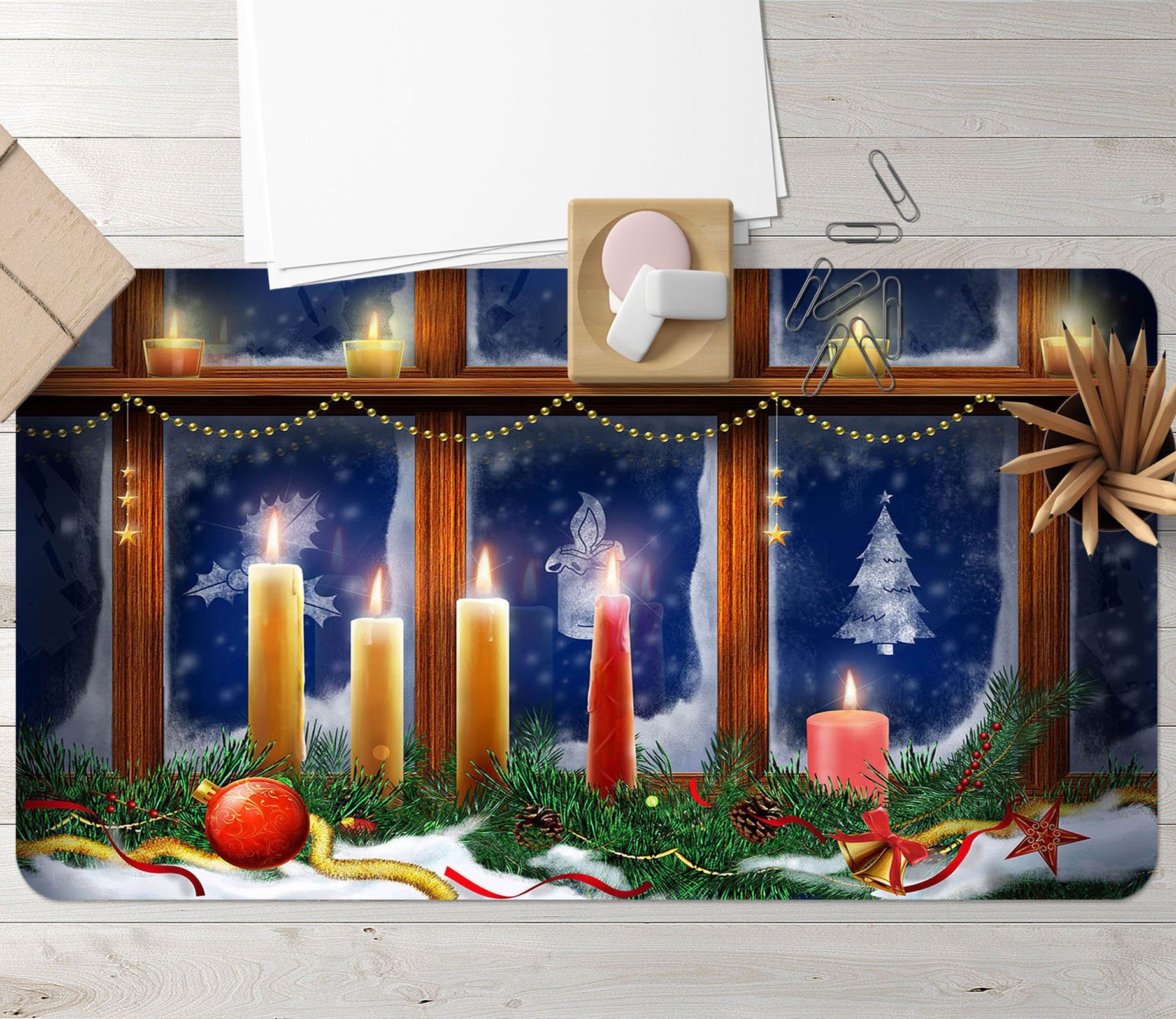 3D Window Candle 012 Desk Mat Mat AJ Creativity Home 