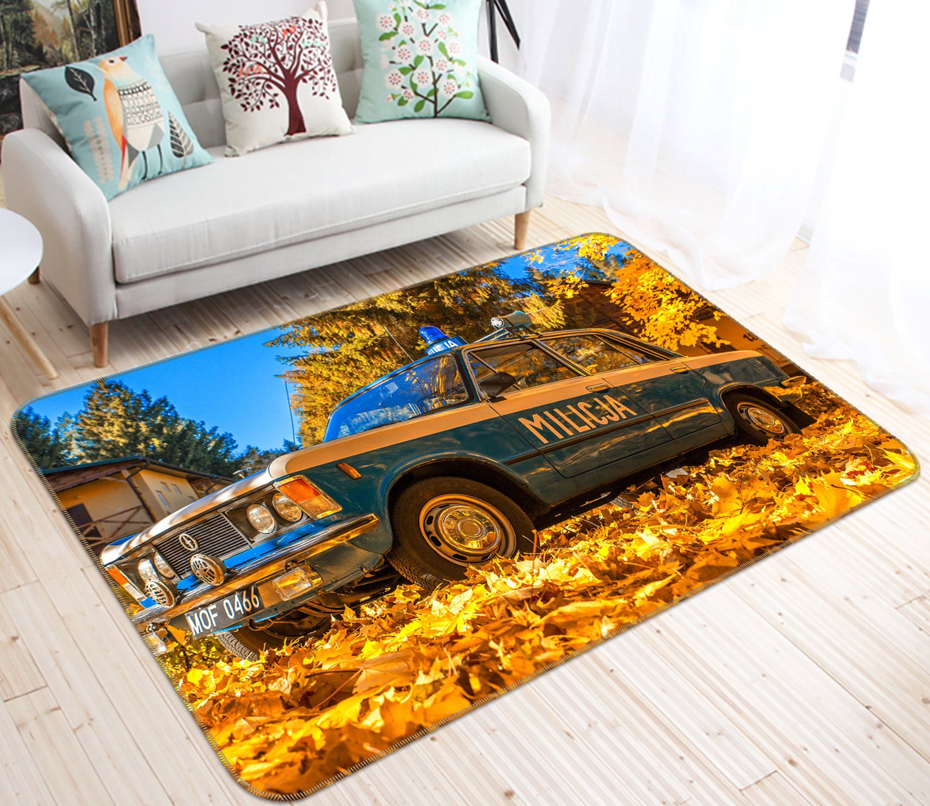 3D Yellow Fallen Leaves Car 68031 Vehicle Non Slip Rug Mat