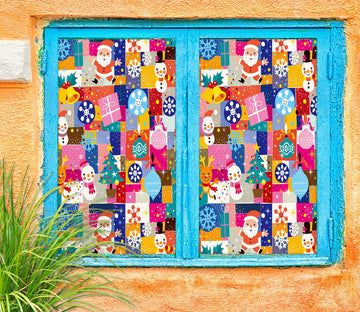 3D Christmas Colored Blocks 42170 Christmas Window Film Print Sticker Cling Stained Glass Xmas