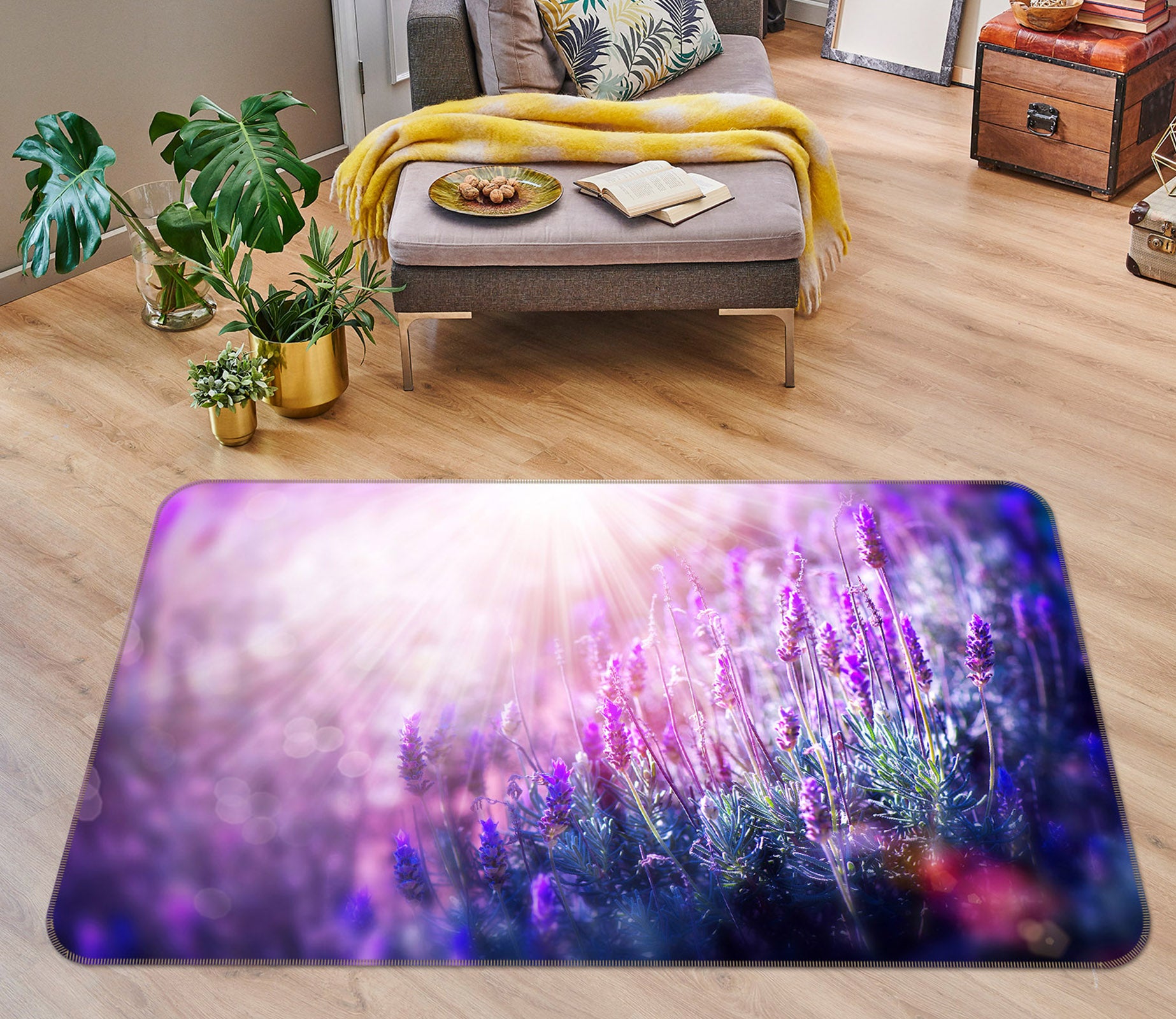 3D Lavender 36045 Non Slip Rug Mat