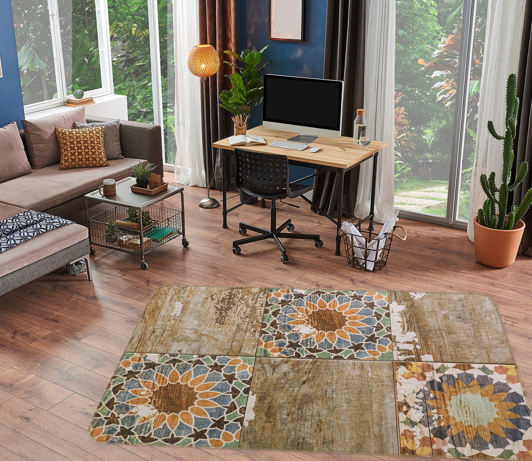3D Brown Pattern 33036 Non Slip Rug Mat