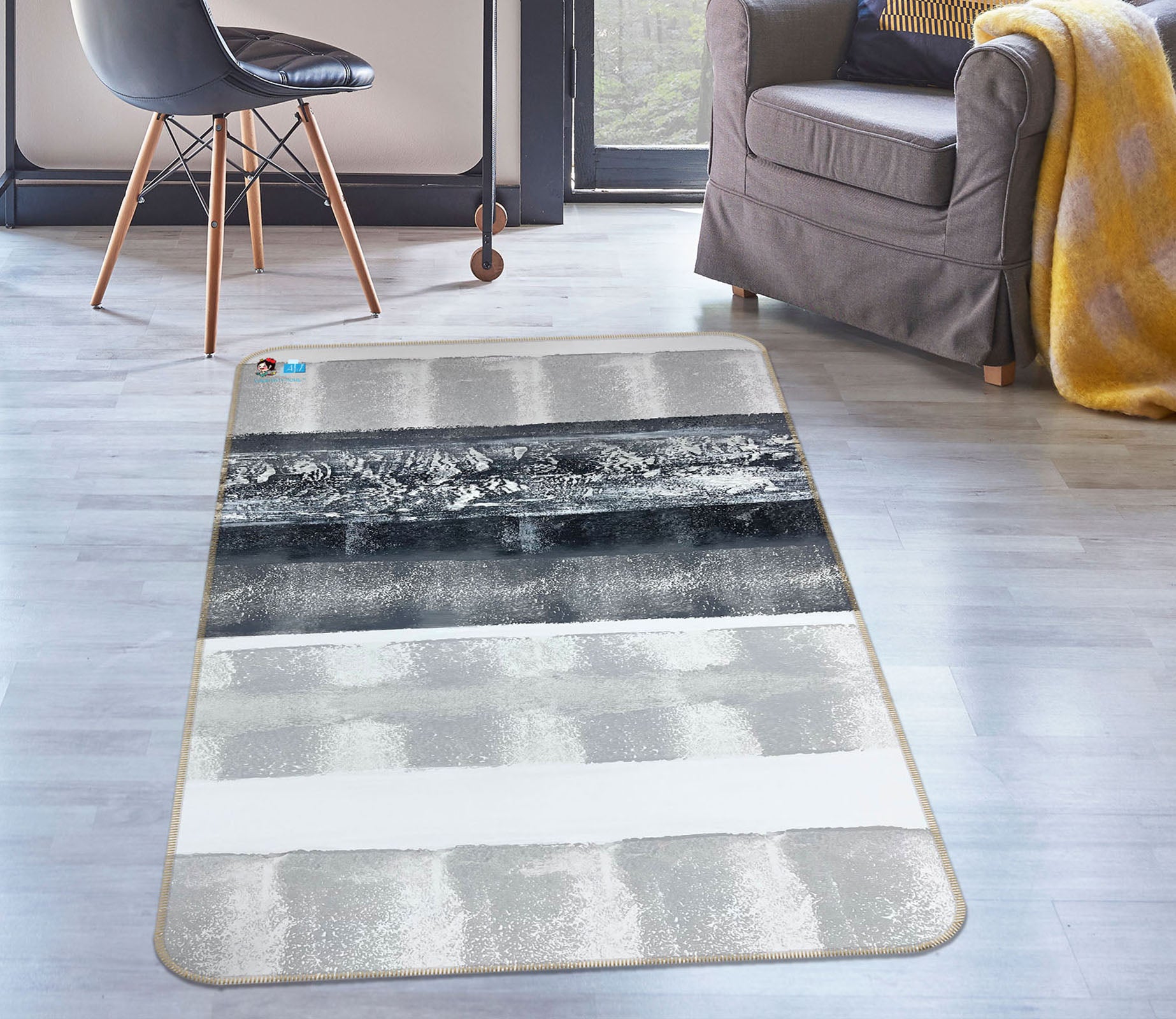 3D Black Pattern 3052 Skromova Marina Rug Non Slip Rug Mat