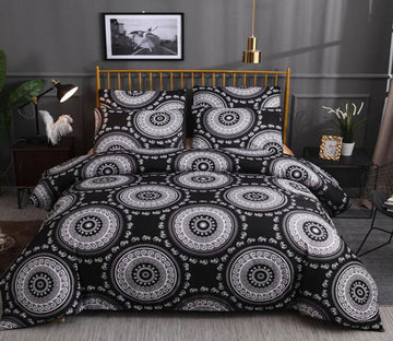 3D White Totem Pattern On Black 13066 Bed Pillowcases Quilt