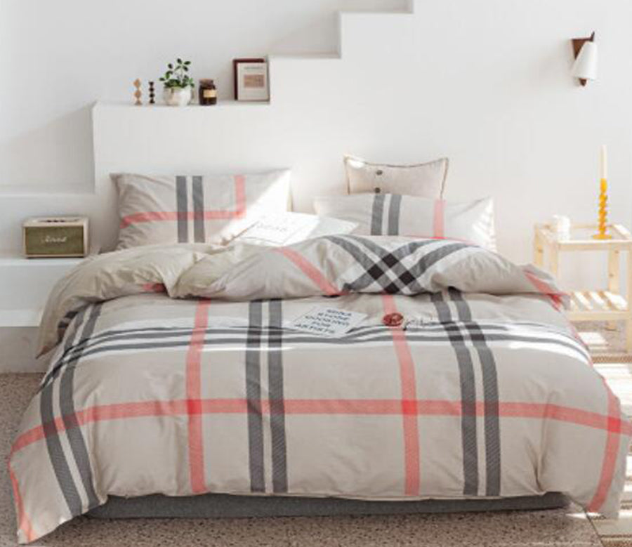 3D Pink Gray Line Lattice 30079 Bed Pillowcases Quilt
