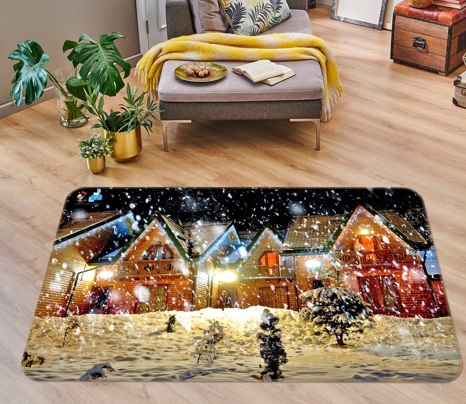 3D Snow House 55058 Christmas Non Slip Rug Mat Xmas