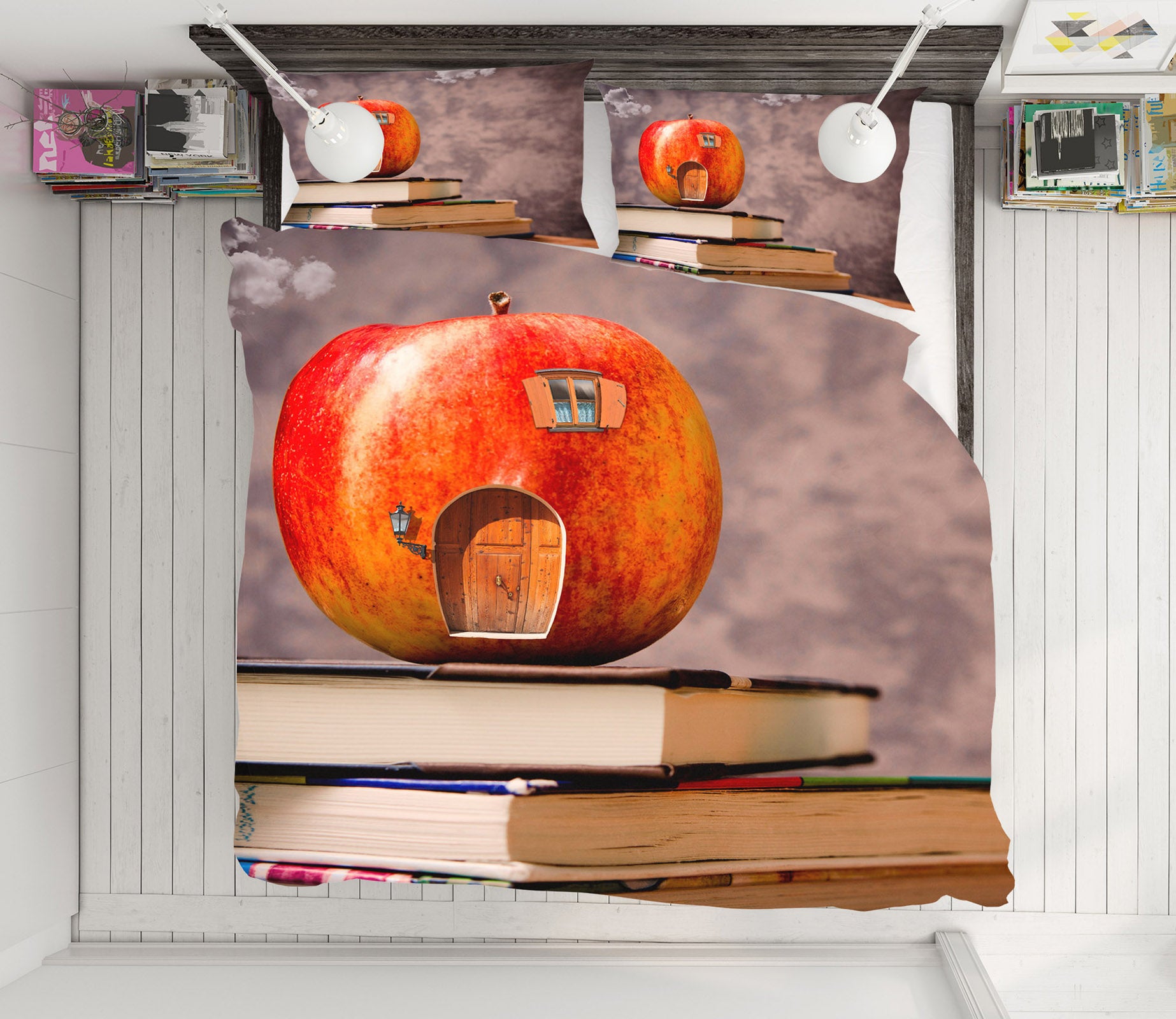 3D Apple Book 19122 Bed Pillowcases Quilt