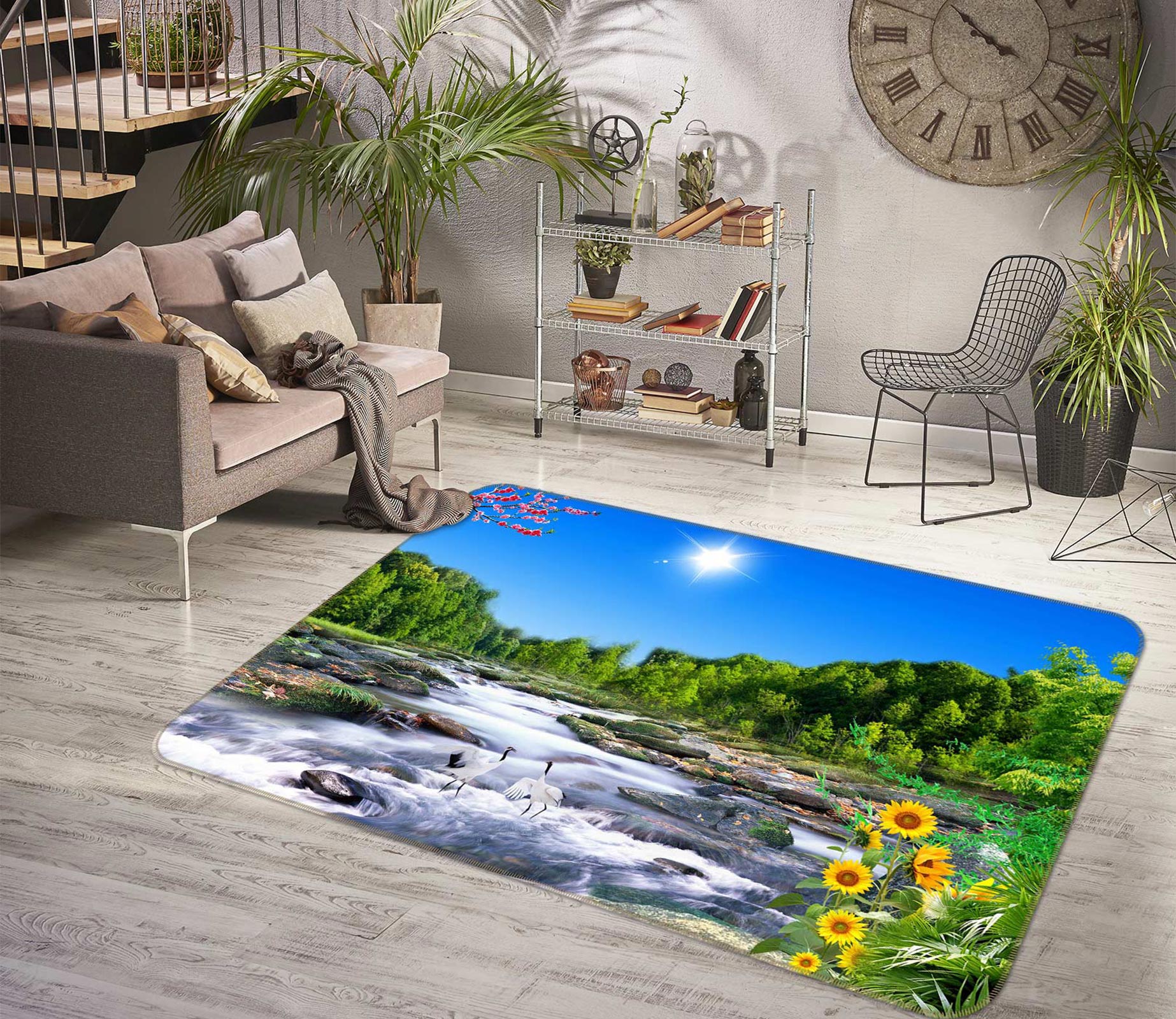 3D Running Water Forest 76246 Non Slip Rug Mat