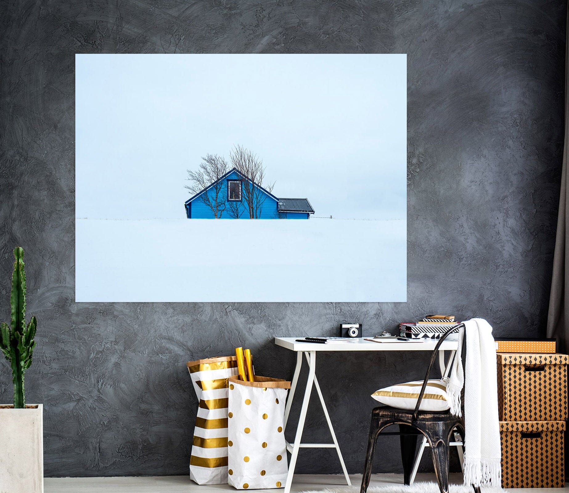 3D Little Blue House 172 Marco Carmassi Wall Sticker Wallpaper AJ Wallpaper 2 