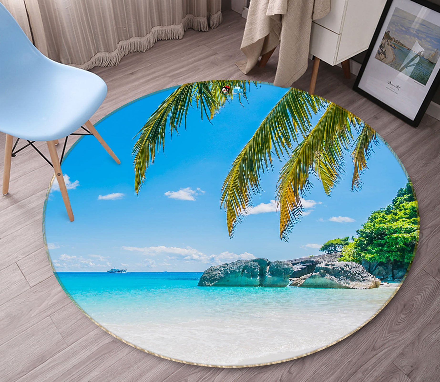 3D Sea Coconut 75101 Round Non Slip Rug Mat