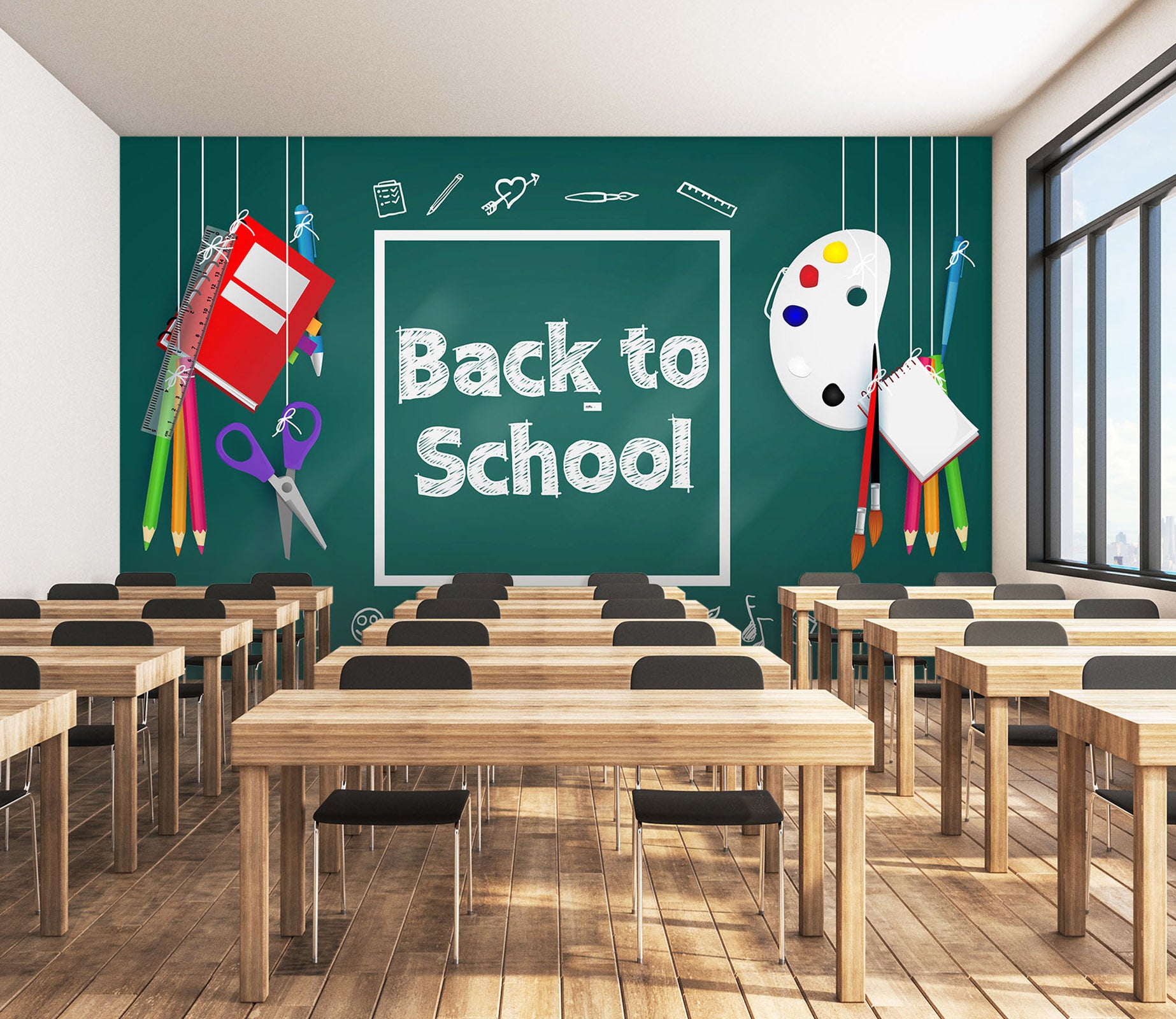 3D Blackboard Pen 194 Wall Murals
