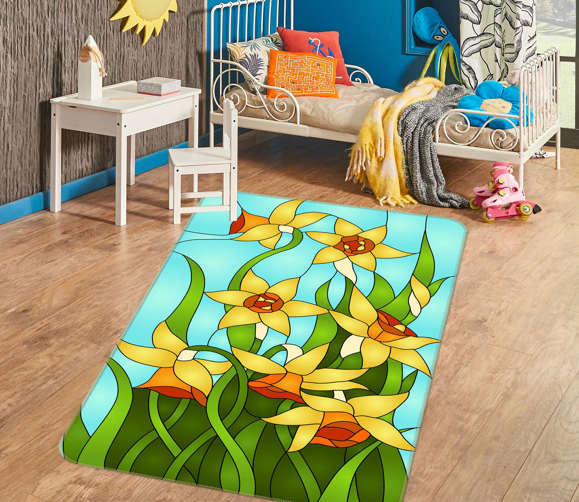 3D Yellow Flowers  33047 Non Slip Rug Mat