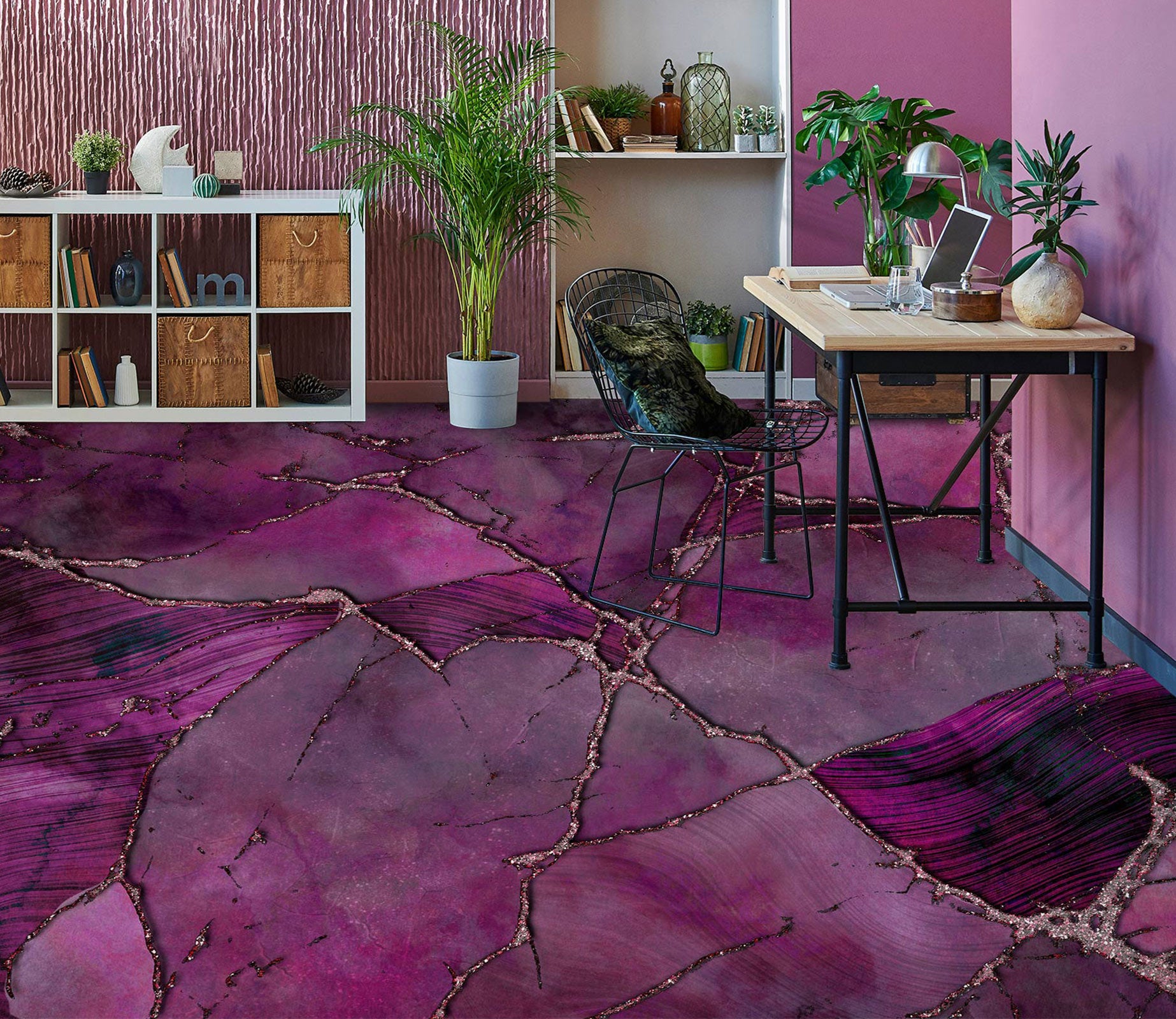 3D Fuchsia Pattern Crack 102141 Andrea Haase Floor Mural