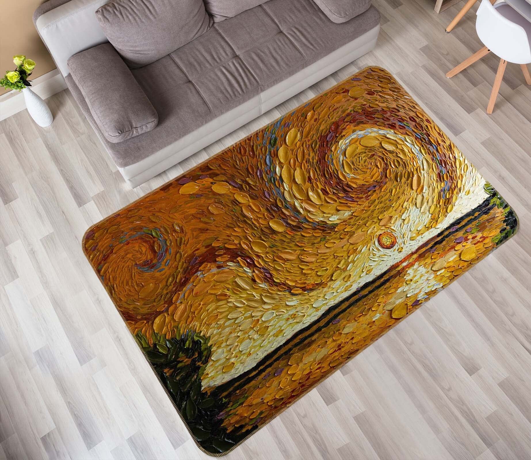 3D Shells Waves 1008 Dena Tollefson Rug Non Slip Rug Mat Mat AJ Creativity Home 