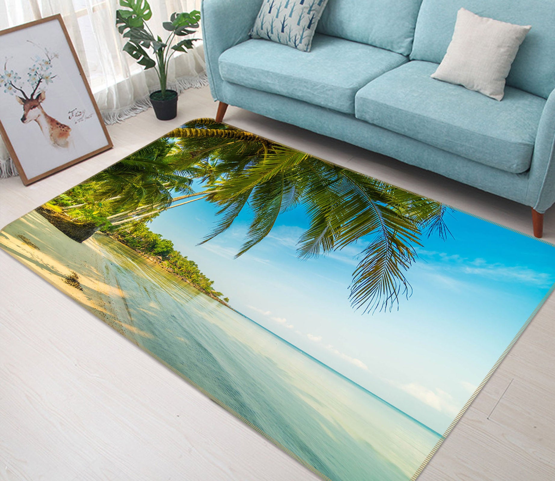 3D Coconut Beach 31098 Non Slip Rug Mat