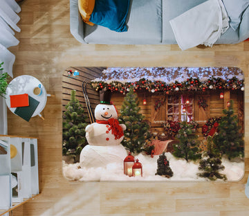 3D Snowman Cabin 55011 Christmas Non Slip Rug Mat Xmas