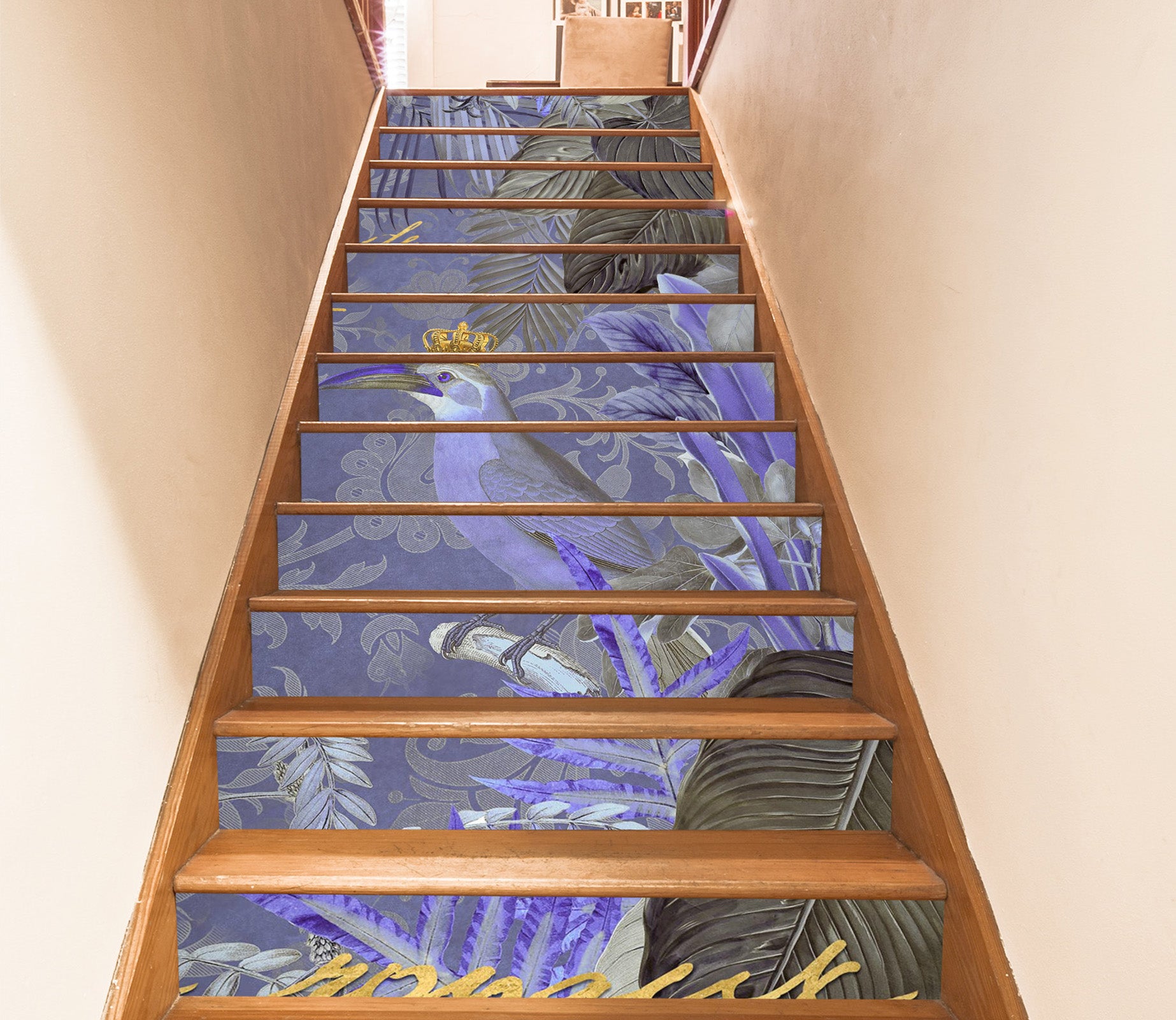 3D Purple Bird Jungle 11023 Andrea Haase Stair Risers