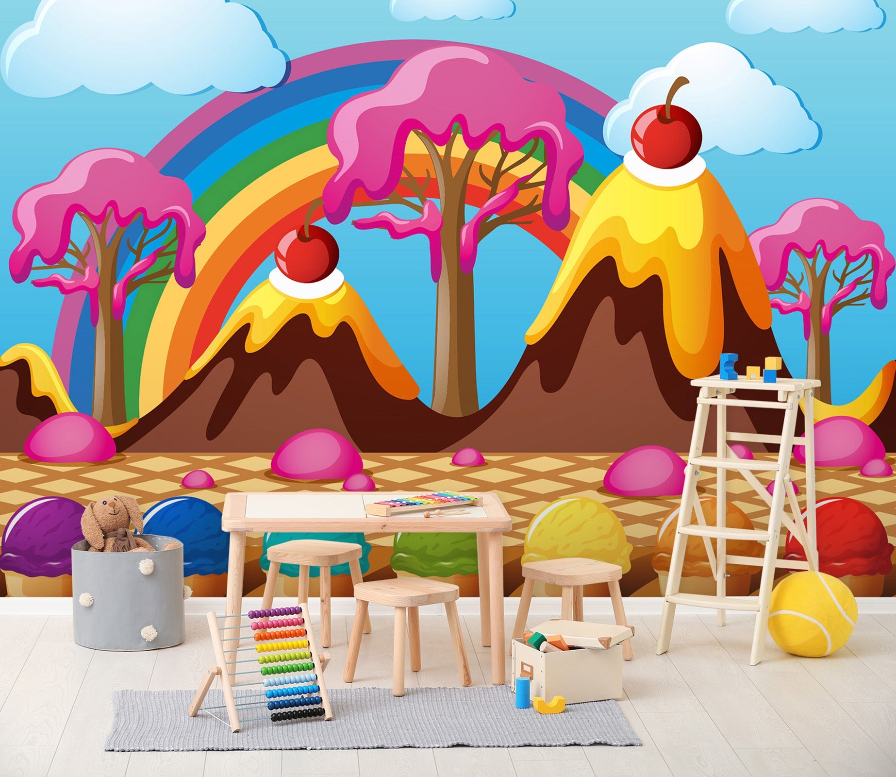 3D Rainbow Ice Cream 011 Wall Murals Wallpaper AJ Wallpaper 2 