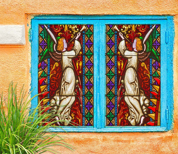 3D Boy Trumpet 022 Window Film Print Sticker Cling Stained Glass UV Block