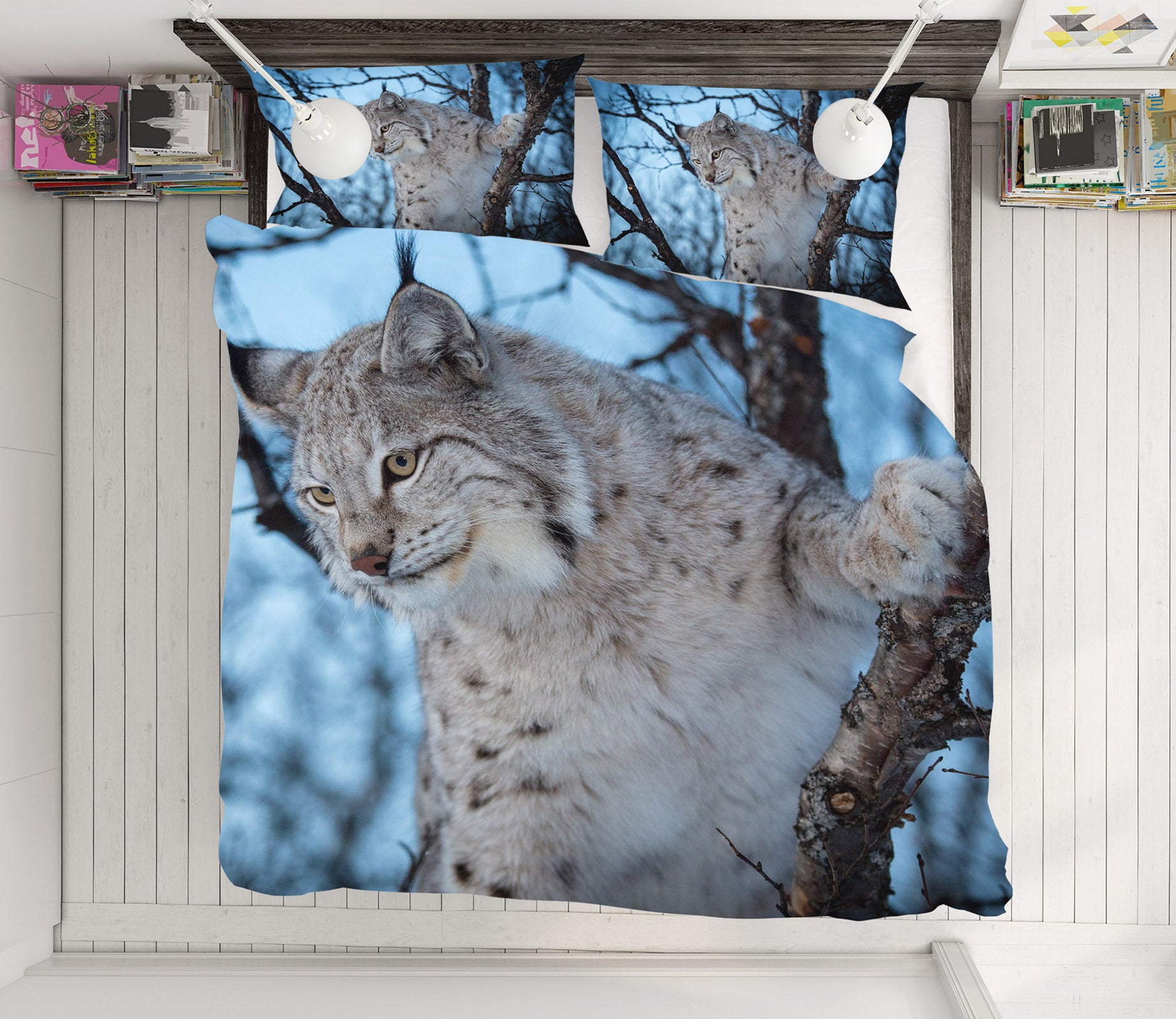 3D White Leopard 21023 Bed Pillowcases Quilt