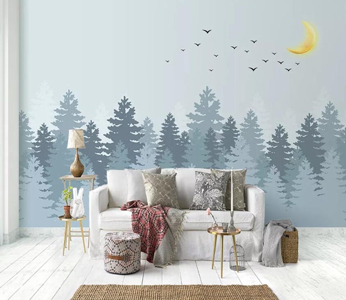 3D Forest Moon 744 Wall Murals Wallpaper AJ Wallpaper 2 