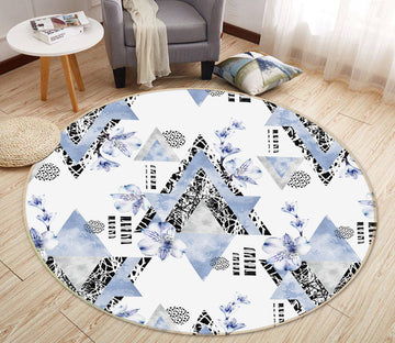 3D Triangle Pattern 29110 Round Non Slip Rug Mat