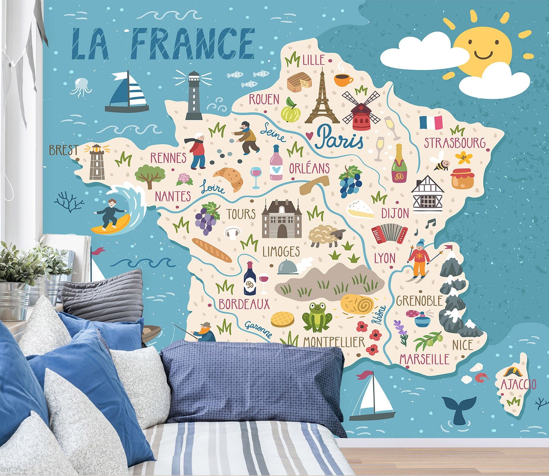 3D Five Star Pattern 2107 World Map Wall Murals Wallpaper AJ Wallpaper 2 