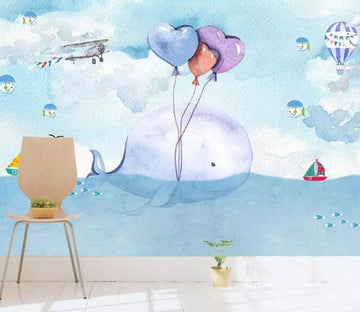 3D Whale Balloon 1598 Wall Murals Wallpaper AJ Wallpaper 2 
