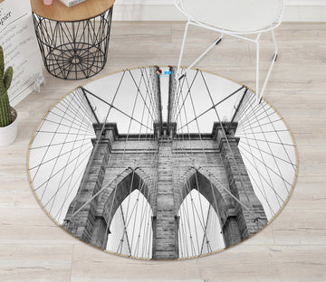 3D Black Ash Bridge 73022 Round Non Slip Rug Mat