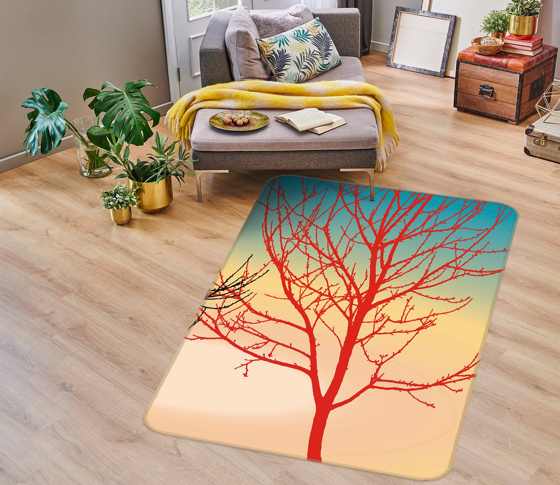 3D Red Dead Tree 76168 Non Slip Rug Mat